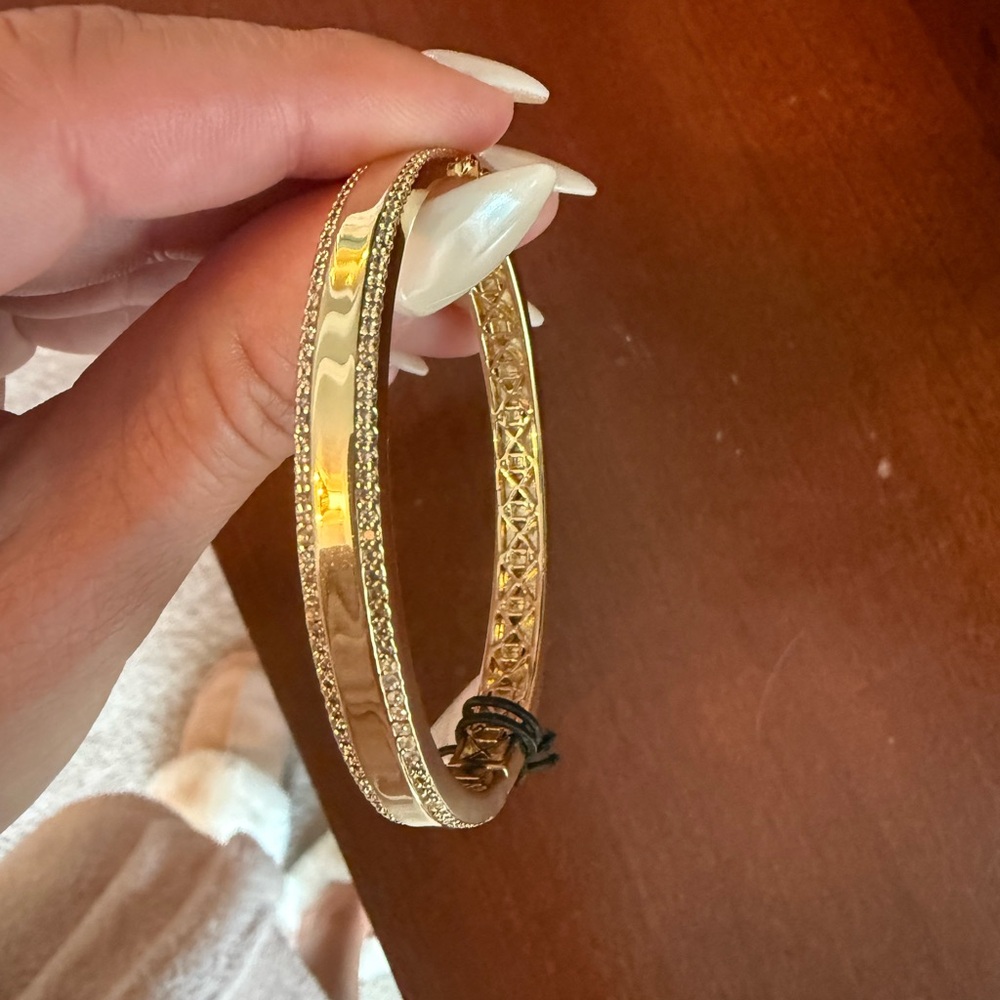 Gold-Tone Crystal Accent Double Bangle Bracelet from Electric Picks